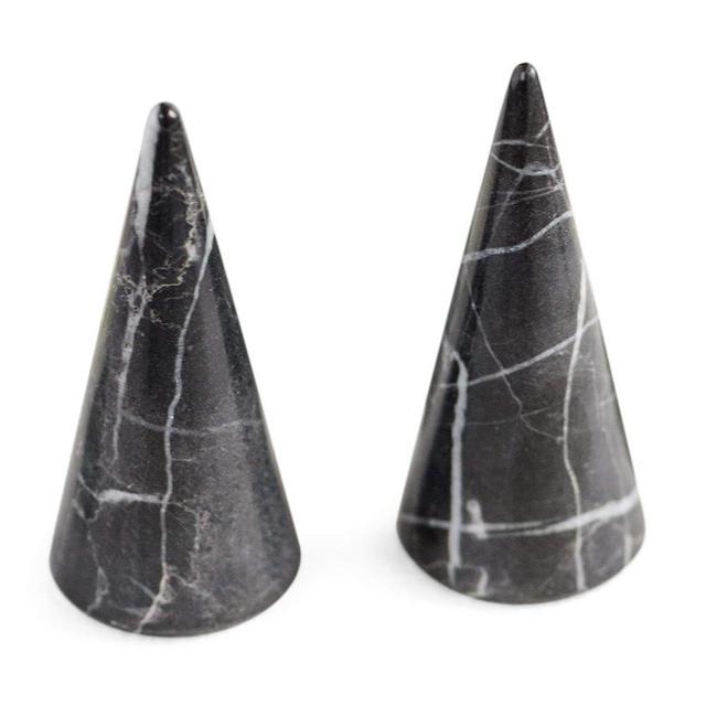 craft monkees Ring Holder Cone Genuine Marble Polished| Ring Jewelry Display Stand (Black marble, 2)