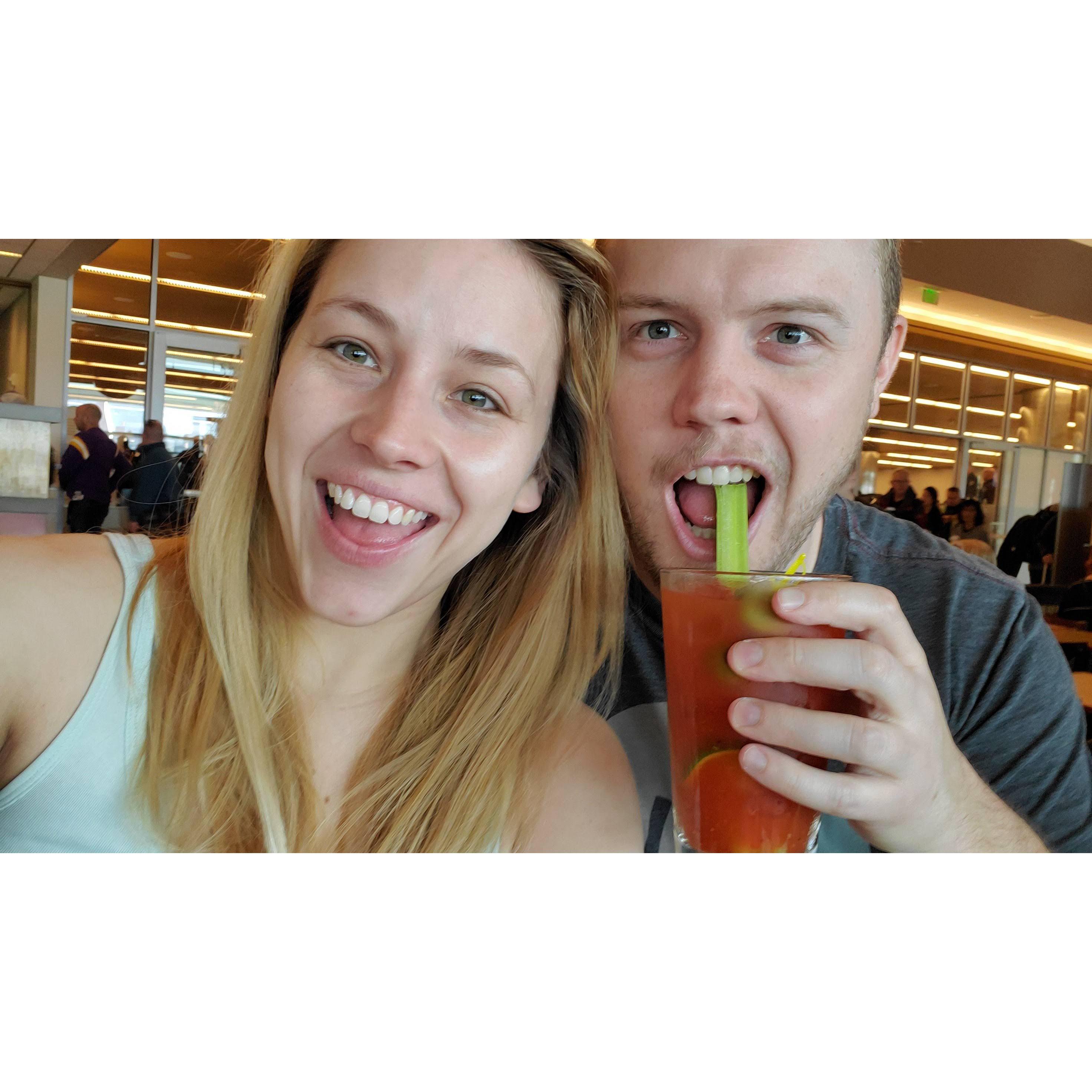 Enjoying a 12 hr delay at SJC when we were moving to NYC together.