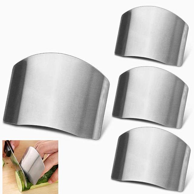 4 Pack Finger Guards for Safe to Slice Vegetables Fruit Stainless Steel Finger Hand Protector for Cutting Meat Chef Kitchen Tool Gadgets by RuiChy