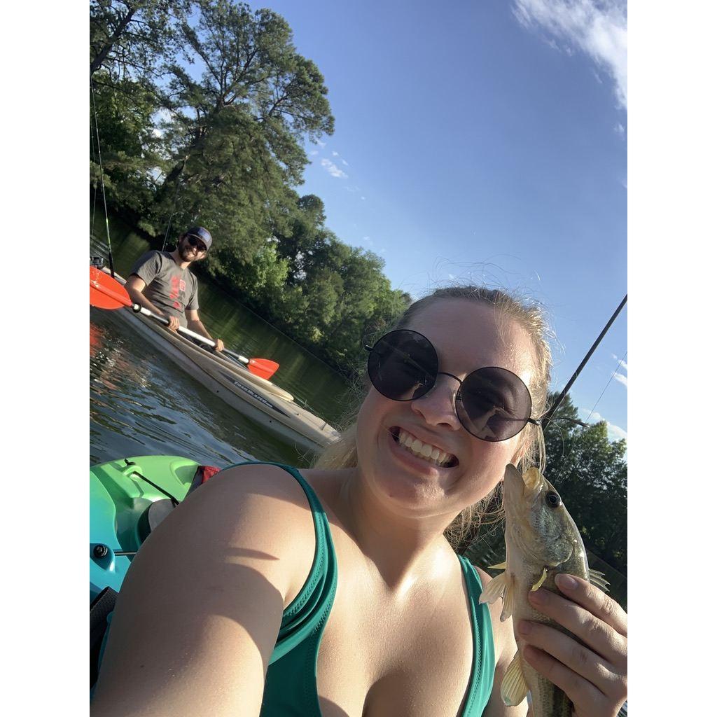 2020 - Wade is trying his best to get Mychaela into fishing (the kayaking was helping)
