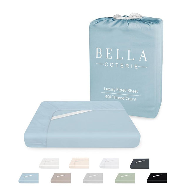 Bella Coterie California King Size Fitted Sheet Only | Luxury Bamboo Viscose | 100% Organically Grown | Ultra Soft | Cooling for Hot Sleepers | 18" Deep Pocket [Coastal Blue]