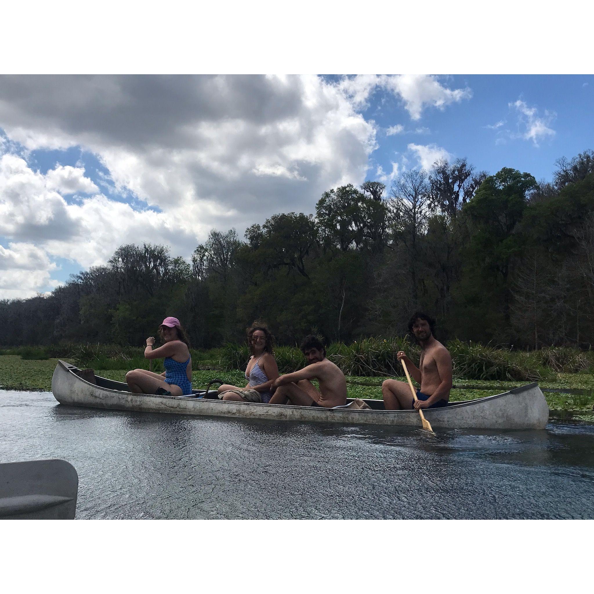 Canoeing down the Ichetucknee river.