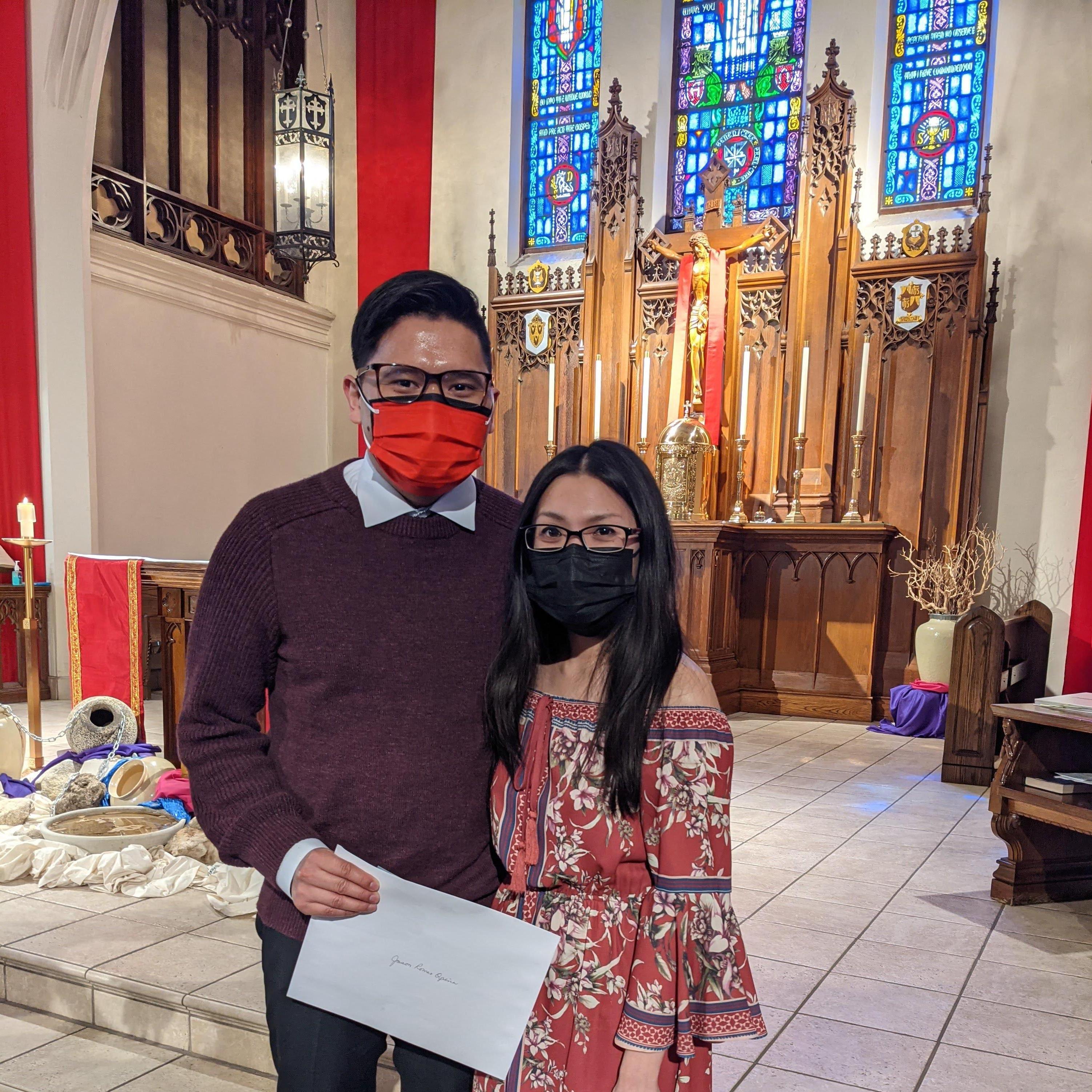 Jason receiving the Sacrament of Confirmation in 2021!