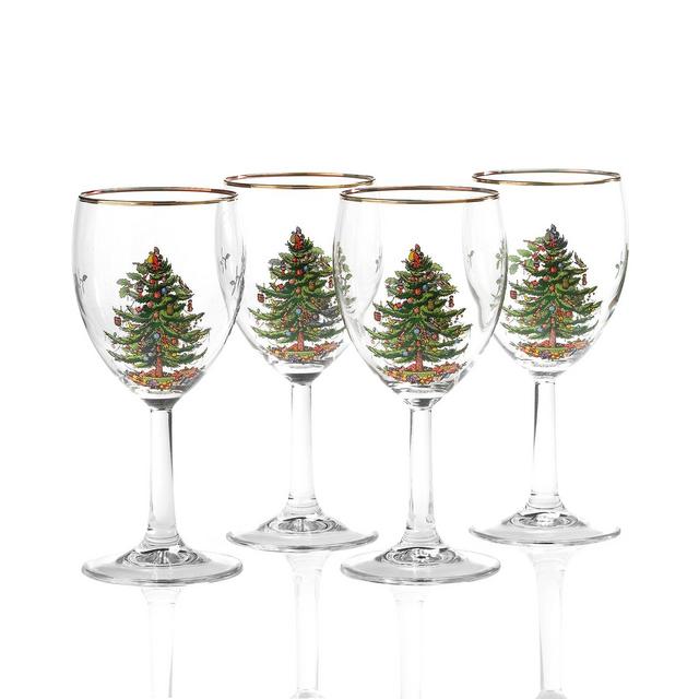 Spode Christmas Tree Wine Glasses, Set of 4