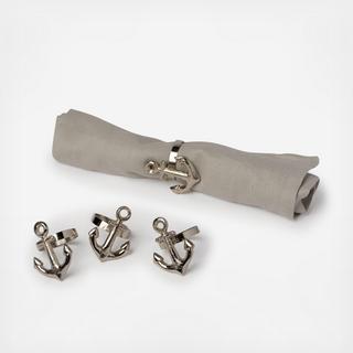 Anchor Napkin Rings in Window Box, Set of 4