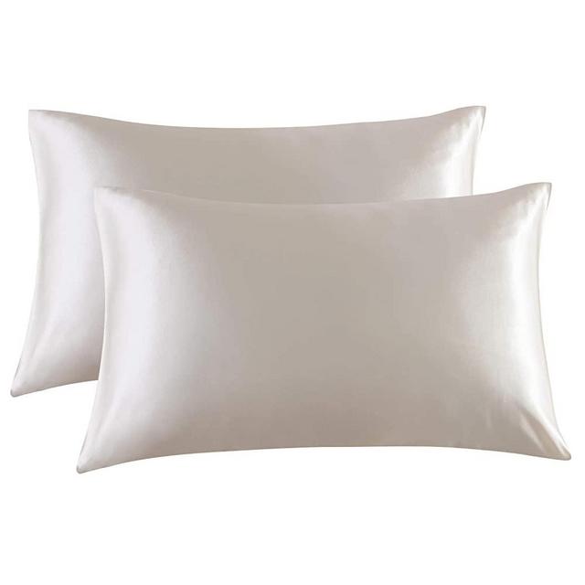 Bedsure Satin Pillowcase for Hair and Skin, 2-Pack - Queen Size (20x30 inches) Pillow Cases - Satin Pillow Covers with Envelope Closure, Beige