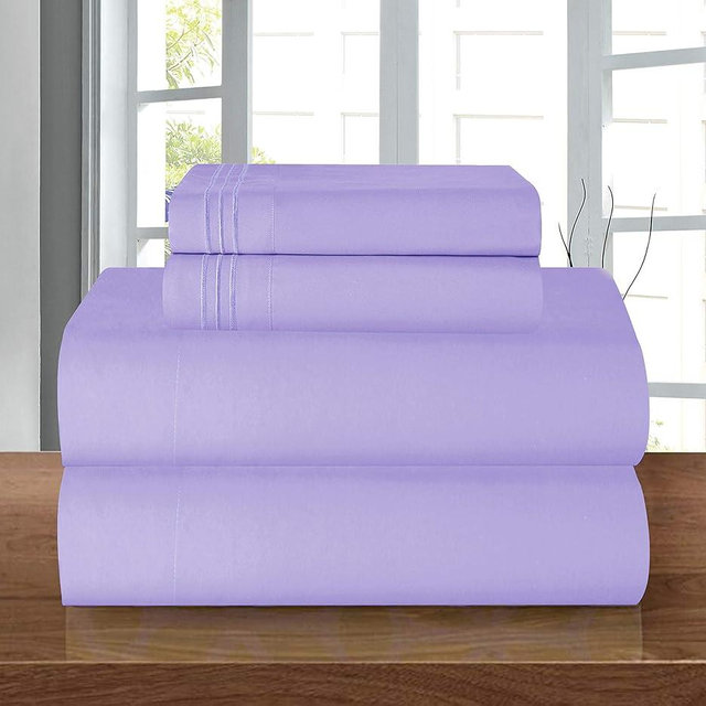 Luxury Soft 1500 Premier Egyptian 4-Piece Premium Hotel Quality Wrinkle and Fade Resistant Coziest Bedding Set, Easy All Around Elastic Fitted Sheet, Deep Pocket up to 16inch, King, Lavender