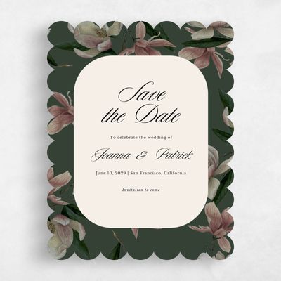 Green Scalloped Wedding Save the Date - Gratia Portrait