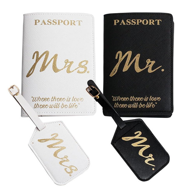 Snogisa Passport Wallets Travel Holder Set, Honeymoon travel Luggage Tags Passport Cover,Slim Passport Case Covers for Wedding Bridal Shower Gift
