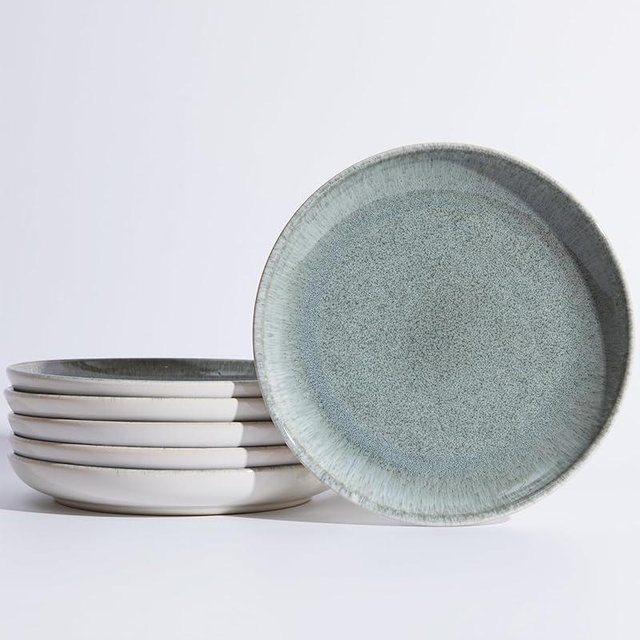 Pokini Ceramic Plates, 8.0 Inch Round Stoneware Salad Plates Use for Dessert, Salad, Appetizer, Microwave and Dishwasher Safe, Scratch Resistant Small Dinner Plate of 6