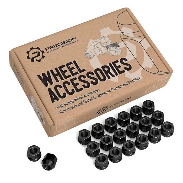 20pcs Black Open End Lug Nuts - Metric 12x1.5 Thread Size - 0.81" Length - Cone Conical Taper Acorn Seat - 19mm 3/4" Hex Head - Compatible with many Acura Honda Lexus Kia Mazda Mitsubishi Toyota
