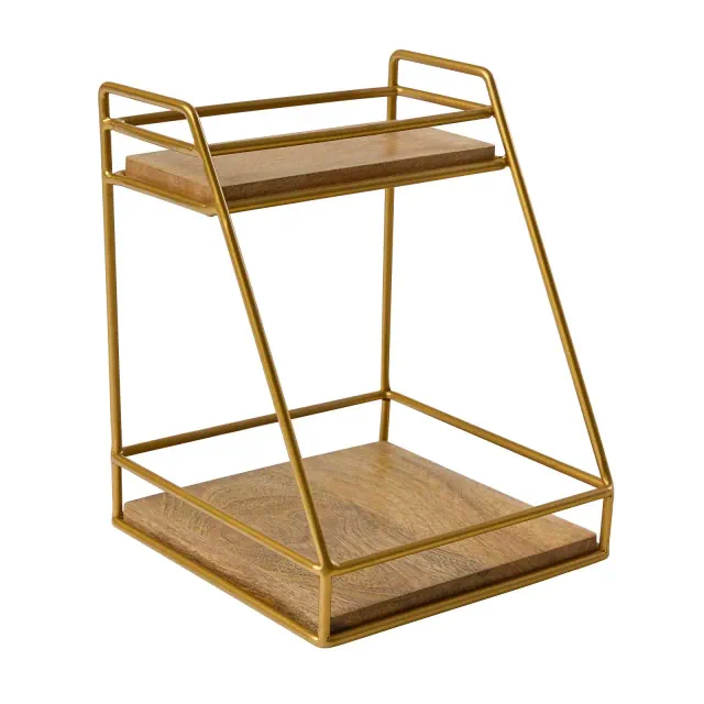 Split P Wood and Gold 2 Tier Organizer