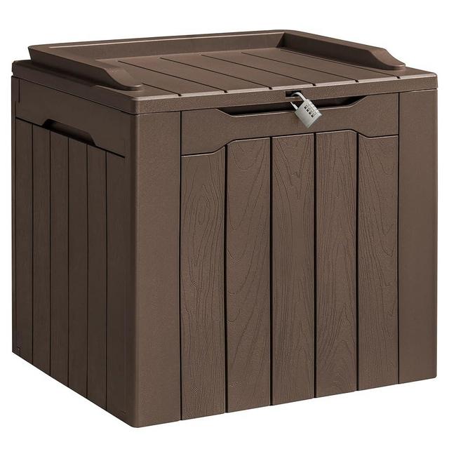 Homall 31 Gallon Resin Deck Box Waterproof Outdoor Storage Lockable Indoor Outdoor Organization and Storage Container for Patio Furniture Cushions, Pool Toys, Garden Tools (Dark Brown)
