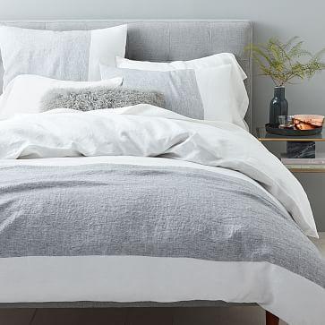 Belgian Linen Contrast Stripe Duvet Cover + Shams