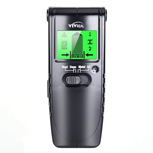 Stud Finder Wall Scanner - 4 in 1 Electric Wood Detector, Sensor Wall Scanner with LCD Display, Beam Finder Center Finding Sound Warning for Wood AC Wire Metal Studs Detection (Black)