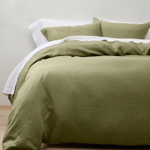 King Linen Duvet & Sham Set Moss Green - Casaluna™