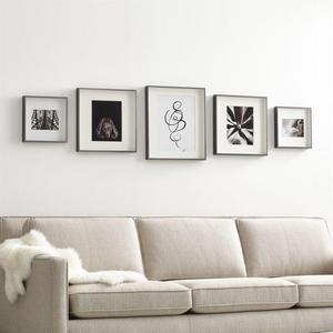 [Crate & Barrel] Brushed Gunmetal Picture Frame Gallery, Set of 5