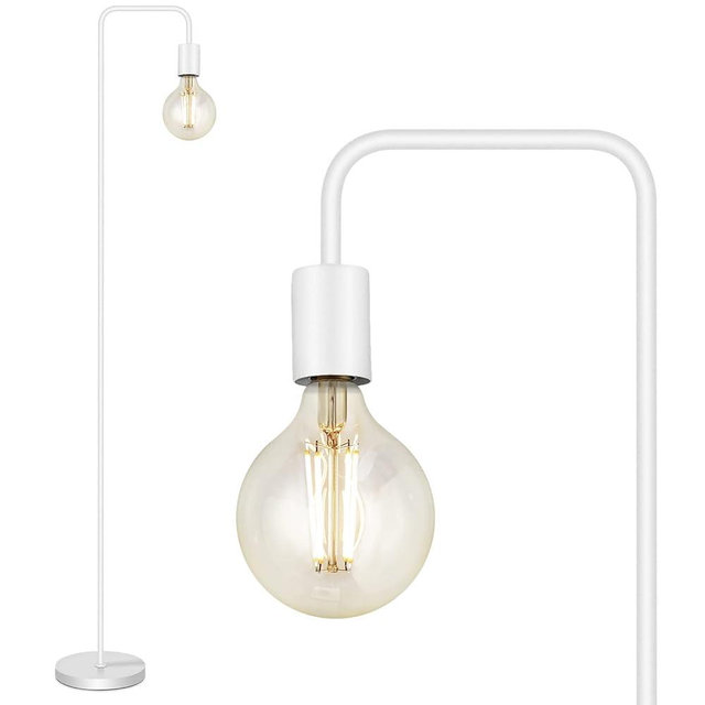 BoostArea Floor Lamp, Industrial Floor Lamp, 63In Standing Lamp, E26 Socket, On/Off Footswitch, Whole Metal, ETL Listed, Modern Floor Lamp for Bedroom, Living Room, Minimalist, Vintage, Mid-Age, White