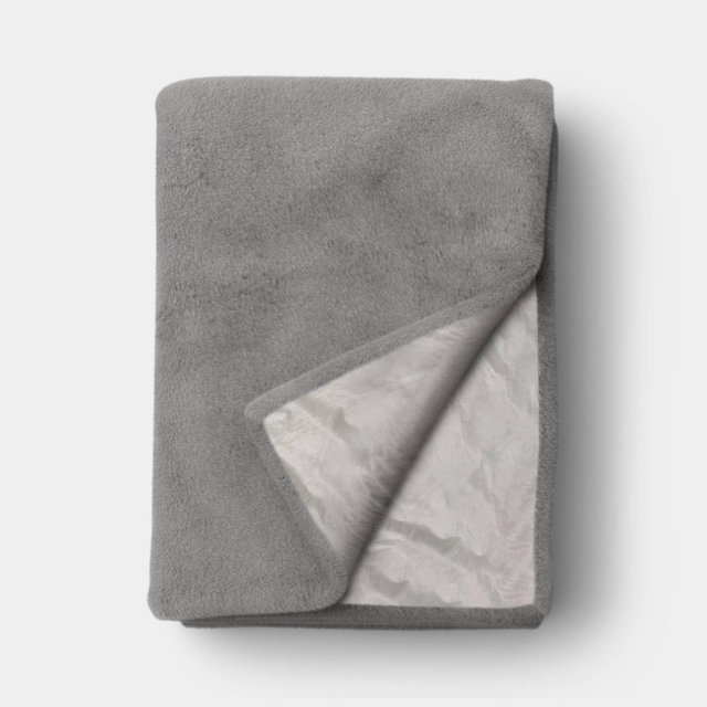 Faux Rabbit Fur Throw Blanket Light Gray - Threshold™