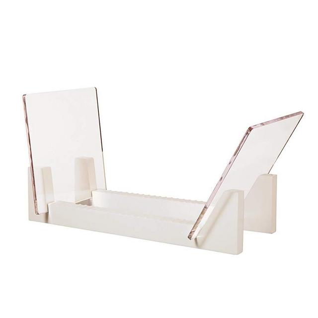 KAIU Vinyl Record Storage Holder - Stacks up to 50 Albums, 7 or 12 inch - Solid Wood Stand with Clear Acrylic Ends - Display Your Singles and LPs in This Modern Portable Rack Unit - Patent Pending