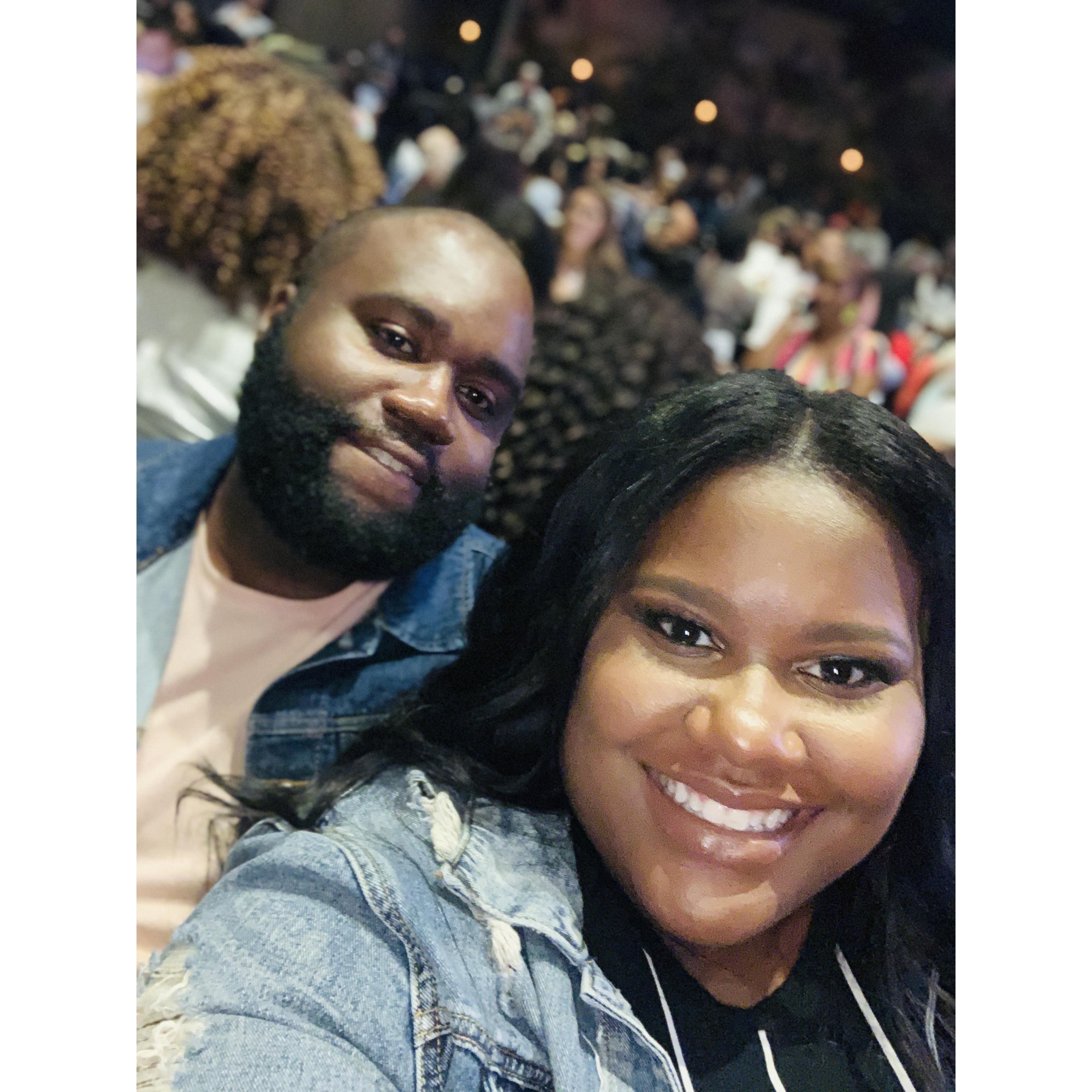 Our first live comedy show. He's great a planning date night.