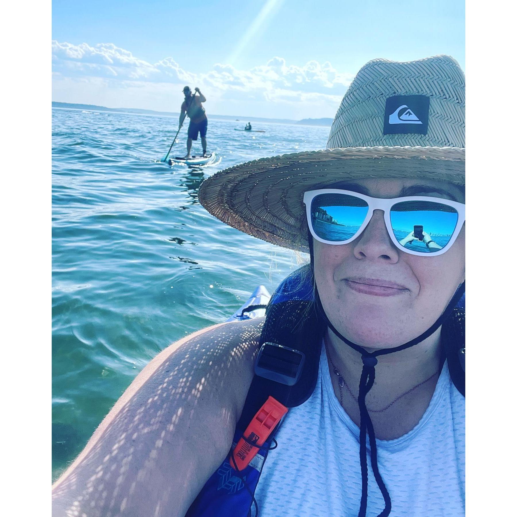 Zach is the professional paddle boarder in the relationship.