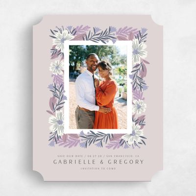 Purple Ticket Wedding Save the Date - Camrose Photo