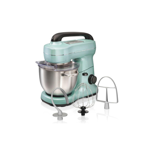 Hamilton Beach Stand Mixer with 4 Quart SS Bowl 7 Speeds 300 Watt Aqua 63397: Metal, Dishwasher-Safe Parts, 1-Year Warranty