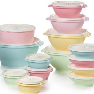 Tupperware Heritage Collection 36 Piece Food Storage Container Set in Vintage Colors- Dishwasher Safe & BPA Free - (18 containers + 18 lids)