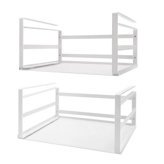 Nxconsu 2Pack Under Shelf Storage Basket Organizer Hanging Holder for Cabinet Pantry Kitchen Cupboard Desk Counter Bookshelf Organization Add-on Space Saver Heavy Duty Slide-in White