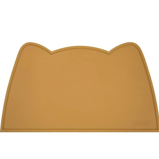 OHMO - Cat Food Mat, Silicone Pet Feeding Mat for Floor Non-Skid Waterproof Dog Water Bowl Tray, Easy to Clean Pet Placemat (Honey, 18 * 9.8'')