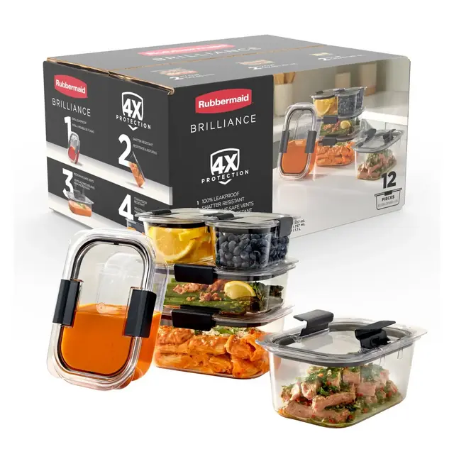 Rubbermaid Brilliance 12pc Food Storage Container Set Gray