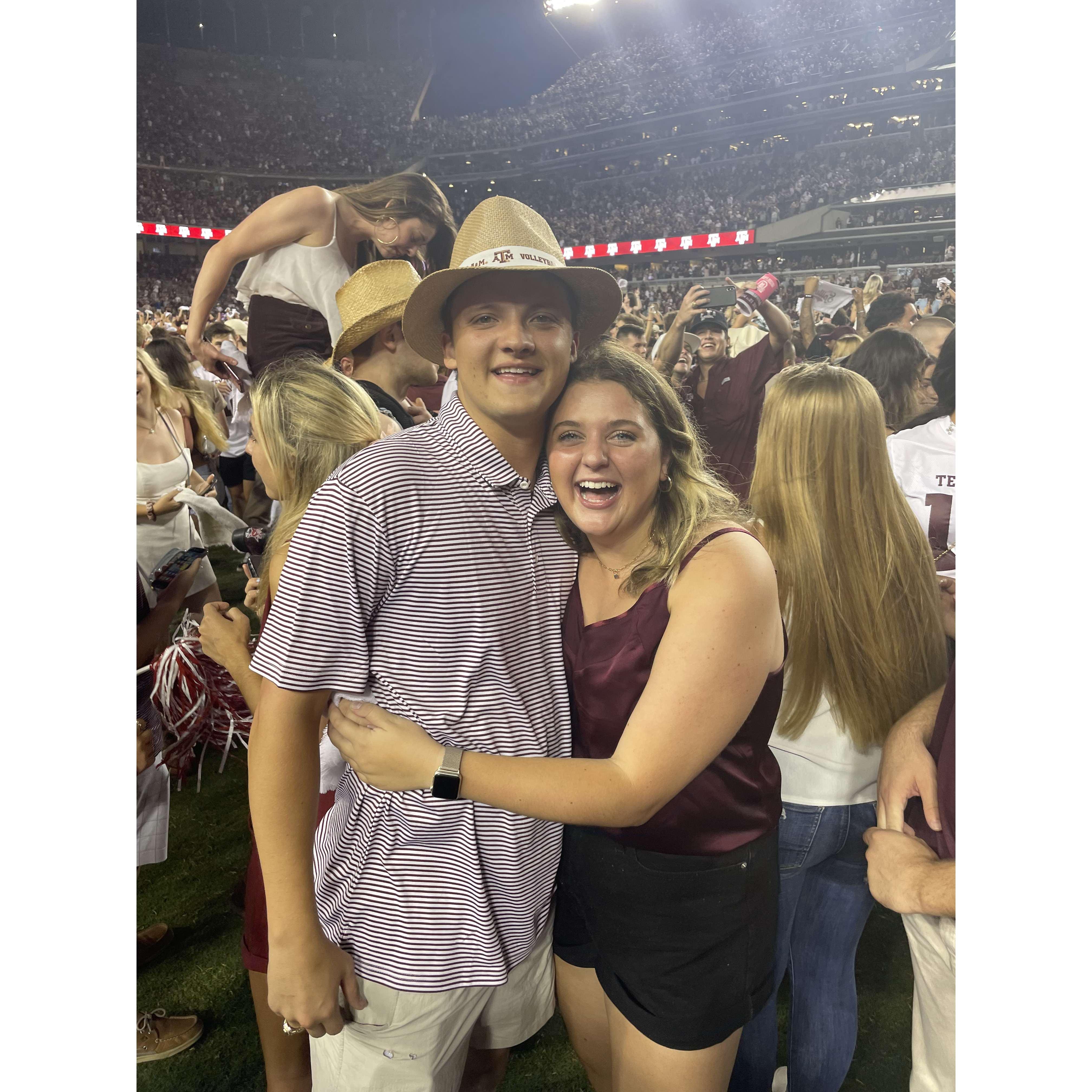 October 2021- Texas A&M beat Alabama at home and everyone rushed Kyle Field!