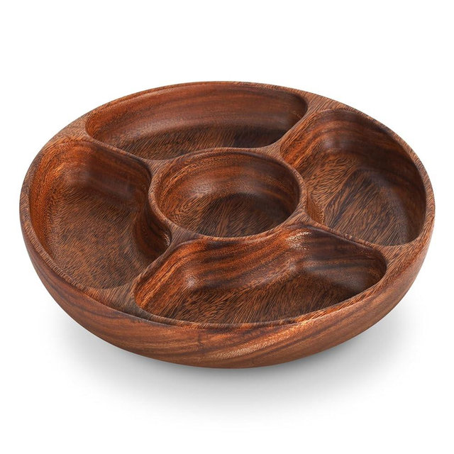 DRKLEAN Acacia Wood Cutting Board,Serving Trays for Home Decor, Wood Organizer,Round Sugar Plates, Fruit Plates,Snack Tray, Fruit Bowl, Nut box,Serving Platter for Home,Kitchen