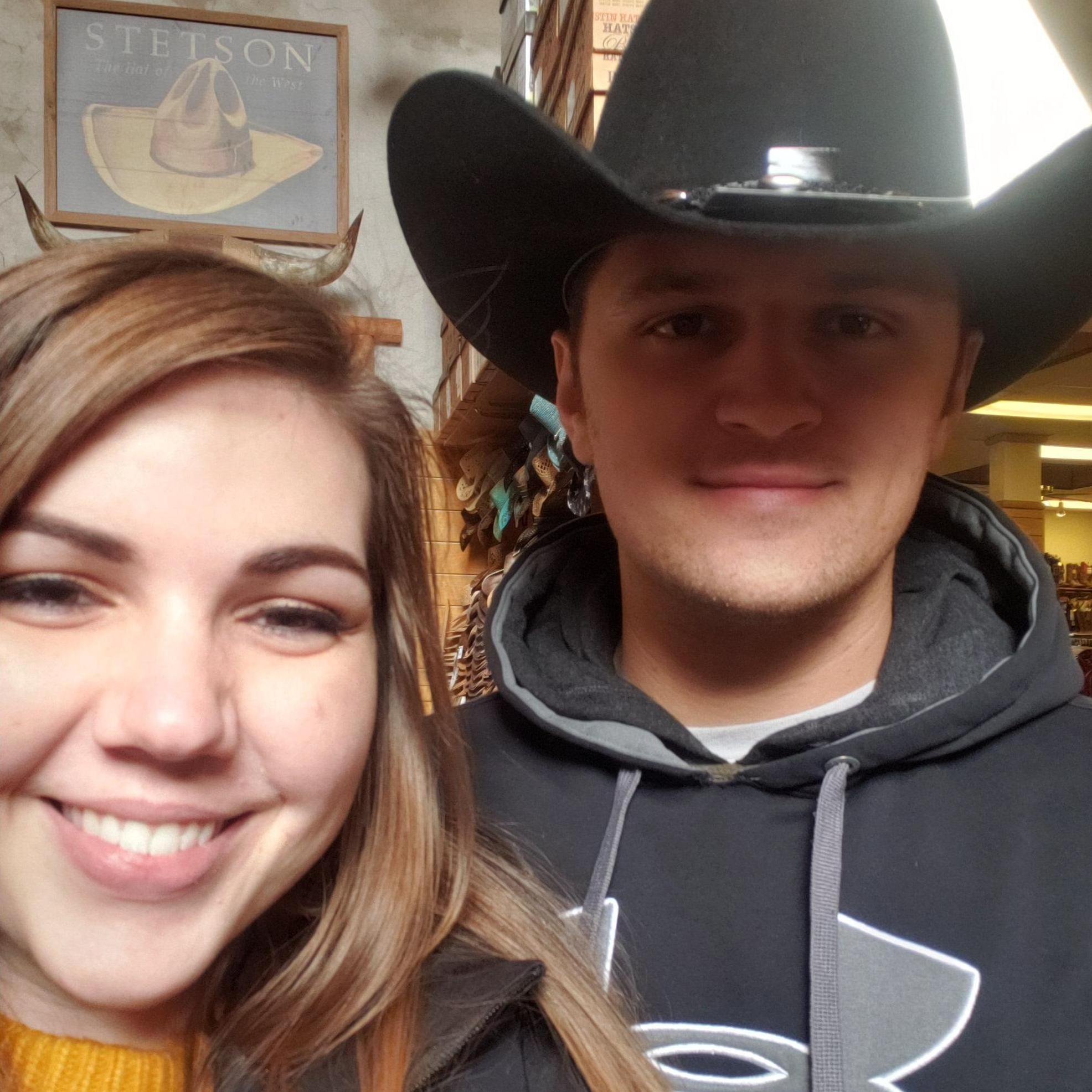 First time Josiah visited Wyoming! He found a hat to fit in with the locals! And doesn't he look handsome in a cowboy hat??