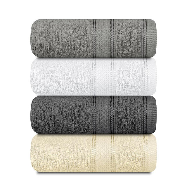 Casa Lino 100% Cotton Hand Towels for Bathroom - Soft, Highly Absorbent & Quick Dry Kitchen Towels - Gym Towel Set - Travel Towel Set - 24" x 16" - Pack of 4 - (Multicolor I)