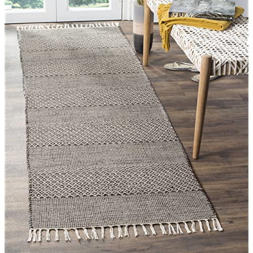 Safavieh Montauk Collection MTK330N Handmade Tassel Cotton Runner, 2'3" x 6' , Ivory / Anthracite
