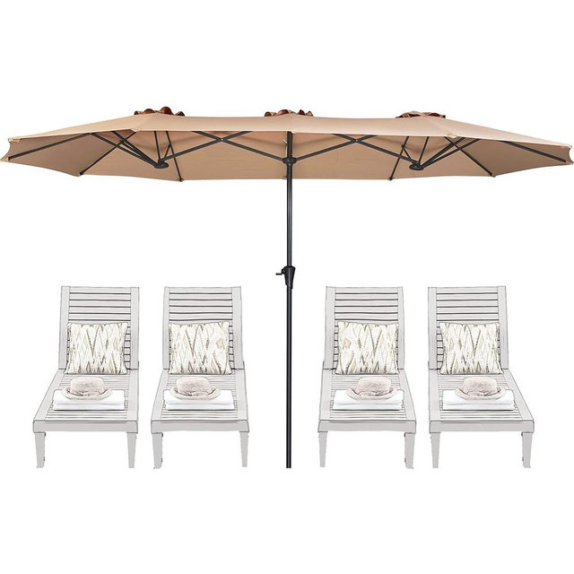 SUPERJARE 13FT Outdoor Umbrella for Patio, Double sided Pool Umbrellas with Fade Resistant Canopy, Large Table Umbrella for Deck, Market, Backyard - Beige