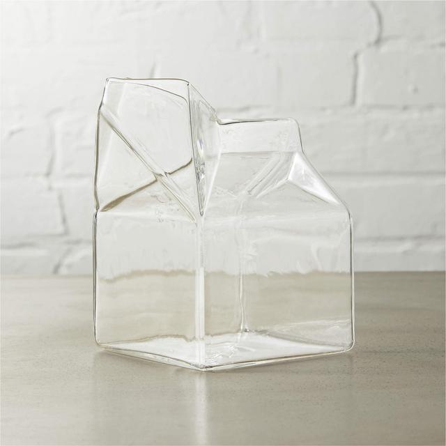 CB2 Glass Milk Carton Creamer