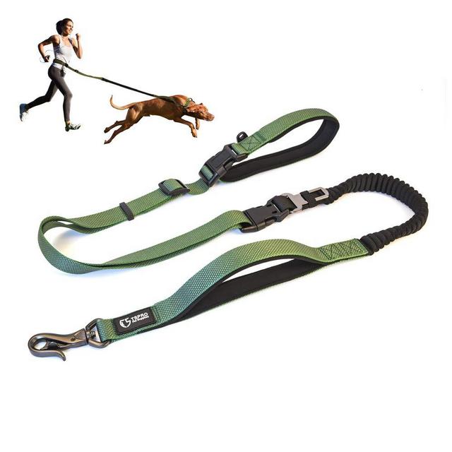 TSPRO Hands Free Dog Leash for Walking Running with Safety Car Seat Belt Shock Absorbing Bungee Leash with Padded Handle(Green) …