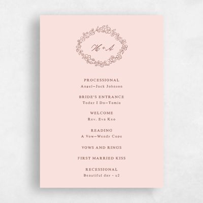 Blush, Pink Wedding Program - Leda