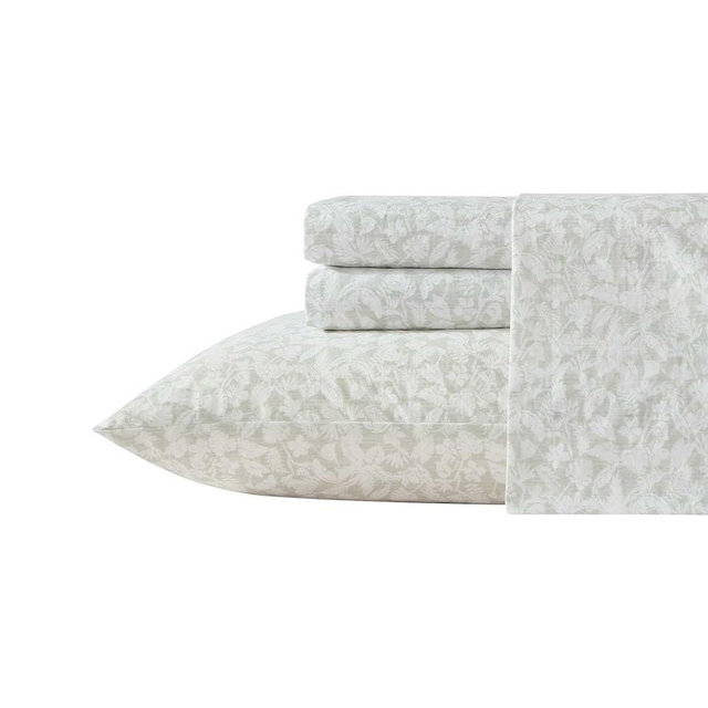 Tommy Bahama - Queen Bed Sheets, Crisp & Cool Cotton Percale Bedding with Matching Pillowcases, Lightweight Bed Set, Oeko-Tex Certified (Palm Day Green)