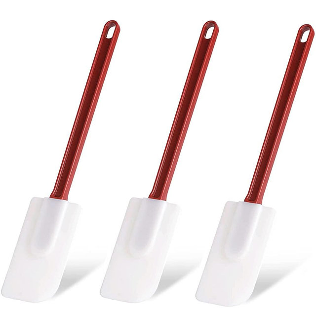 Silicone Rubber Spatula, Commercial Spatula, 3PCS Heat Resistant Silicone Spatula, Dishwasher-Safe, for Mixing, Frying & Spreading without Scratching Your Nonstick Pan (10 inch)Set 3