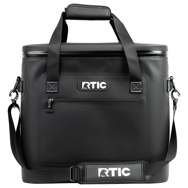 RTIC Soft Cooler 40, Black, Insulated Bag, Leak Proof Zipper, Keeps Ice Cold for Days