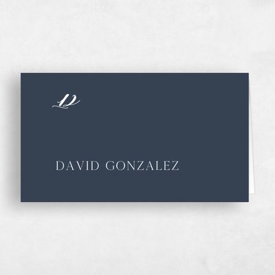 Grayed Navy, Blue Wedding Place Card - Gendron