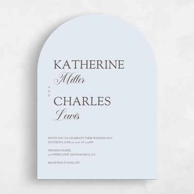 Blue Arch Wedding Invitation - Soave Portrait