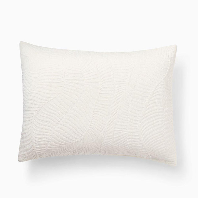 Trailing Fern Matelasse King Sham, White