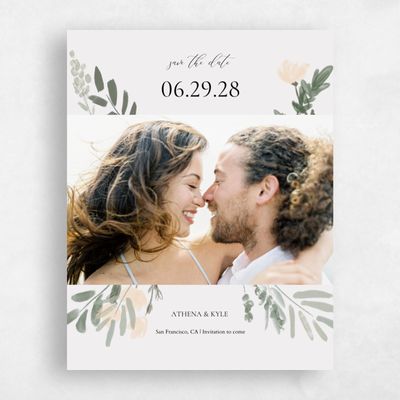 Pale Gray, Grey Wedding Save the Date - Oaklyn Photo