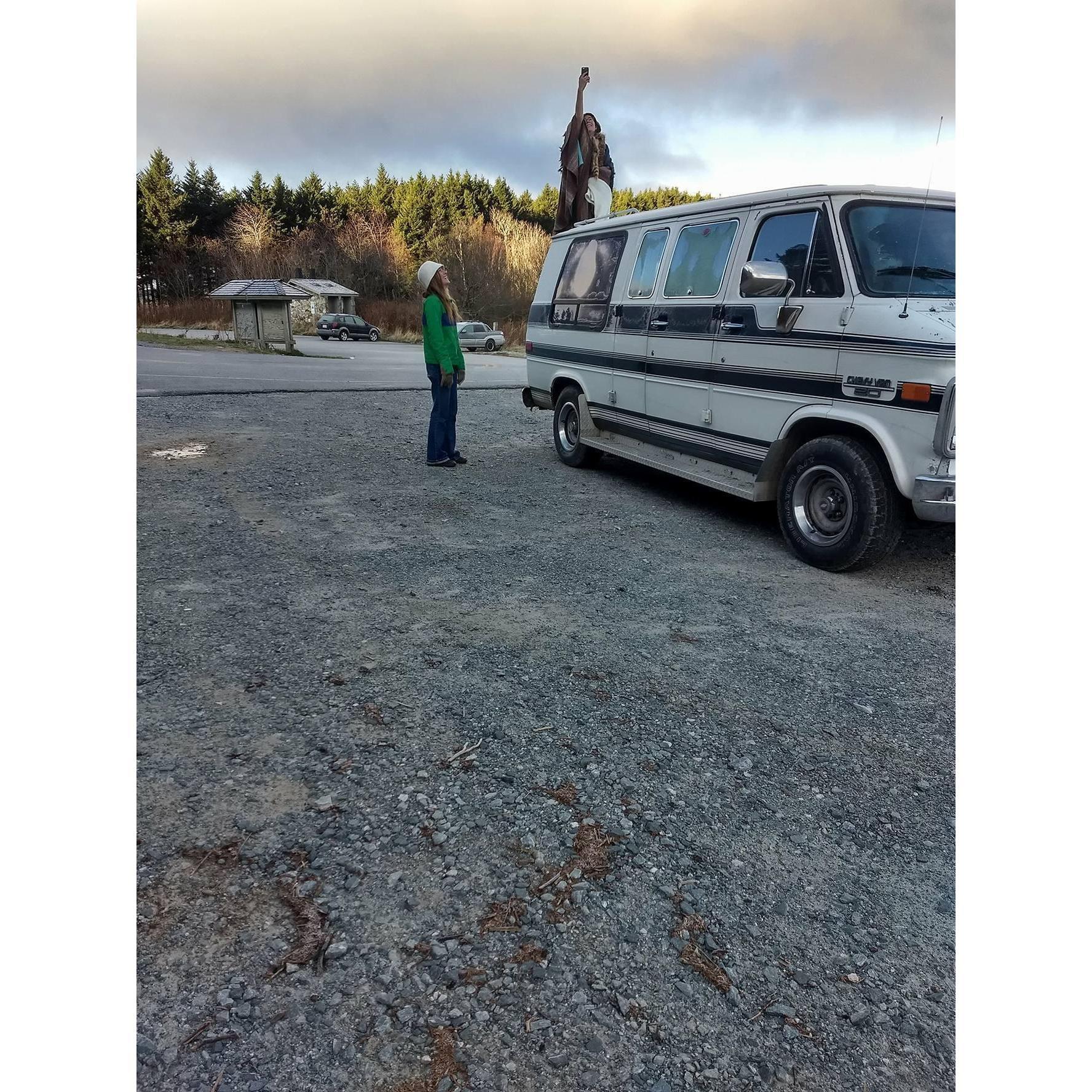 Isabella searching for bars in the Smoky Mountains with her friend Caymond. Jake is taking this shot