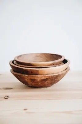 Roan Iris Hand Carved Olive Wood Serving Bowl